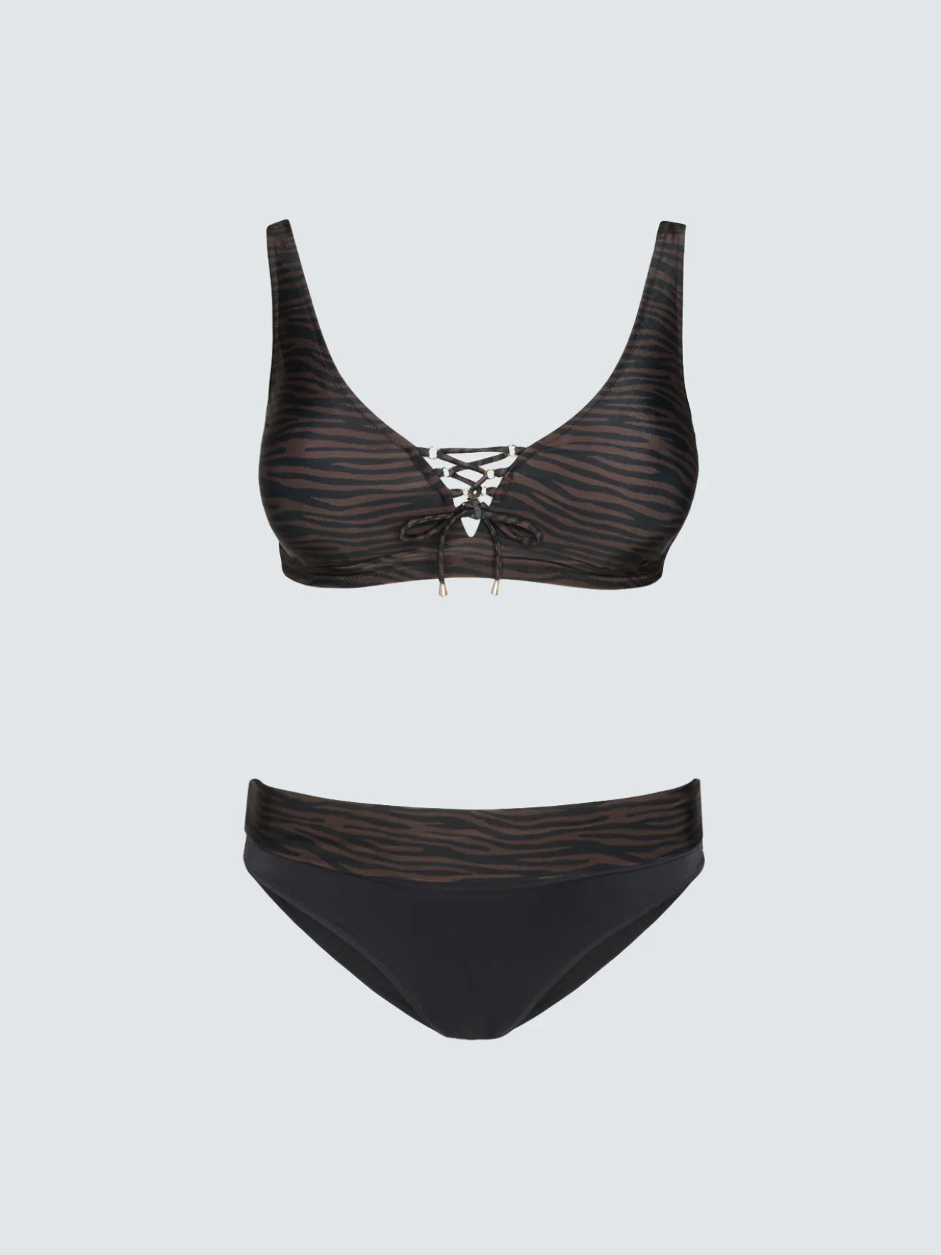 Bikini zebrato con allacciatura frontale