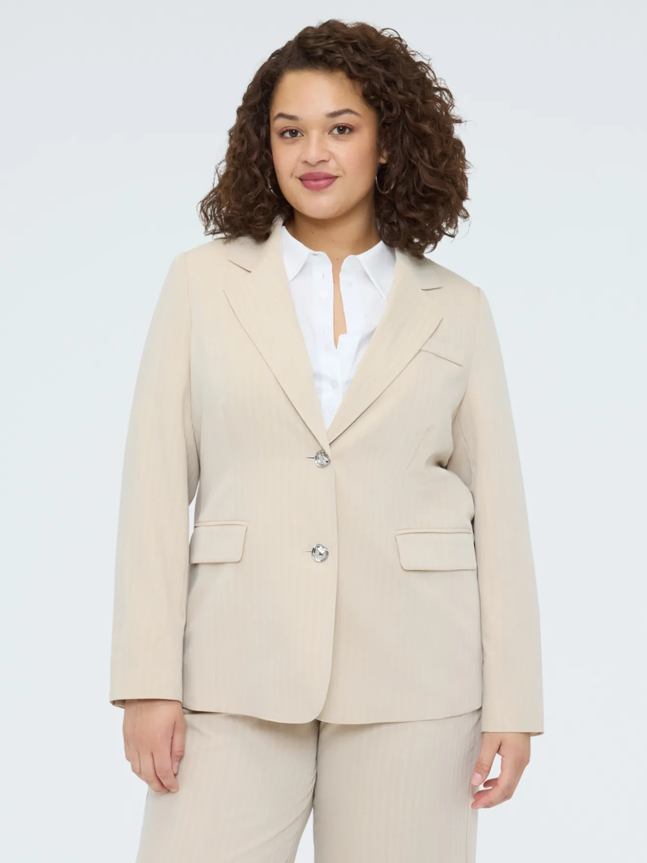 Blazer effetto gessato con bottoni gioiello