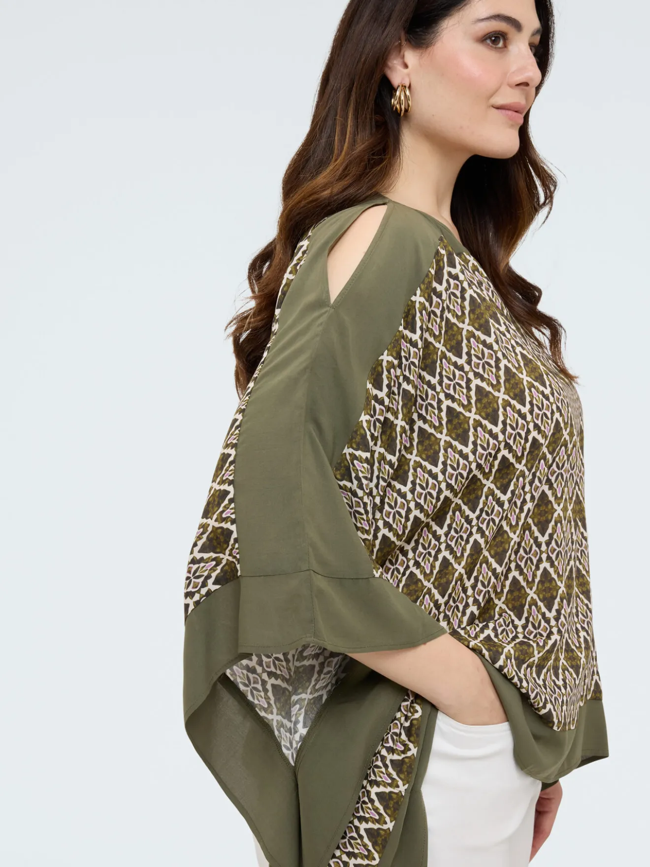 Blusa in raso di viscosa con stampa