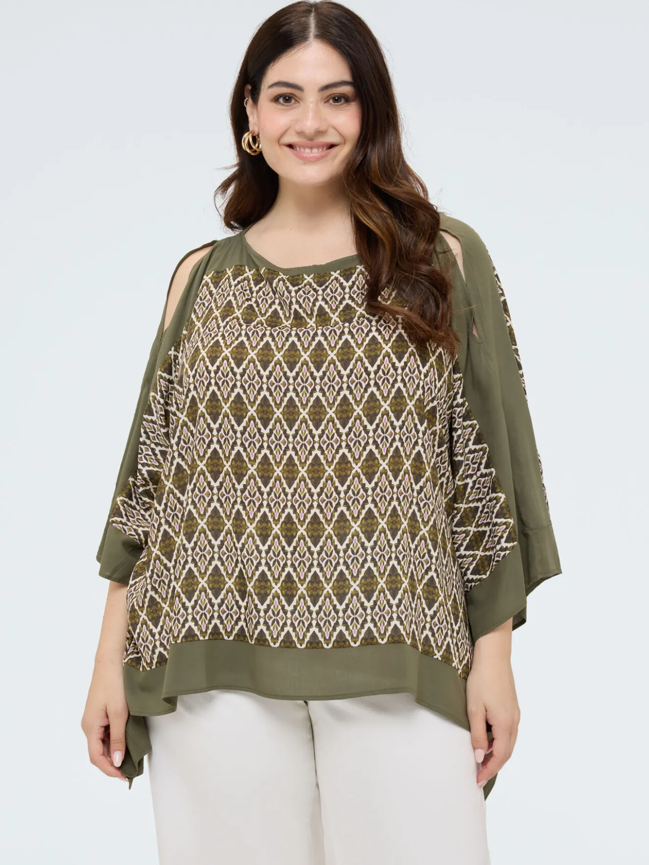 Blusa in raso di viscosa con stampa