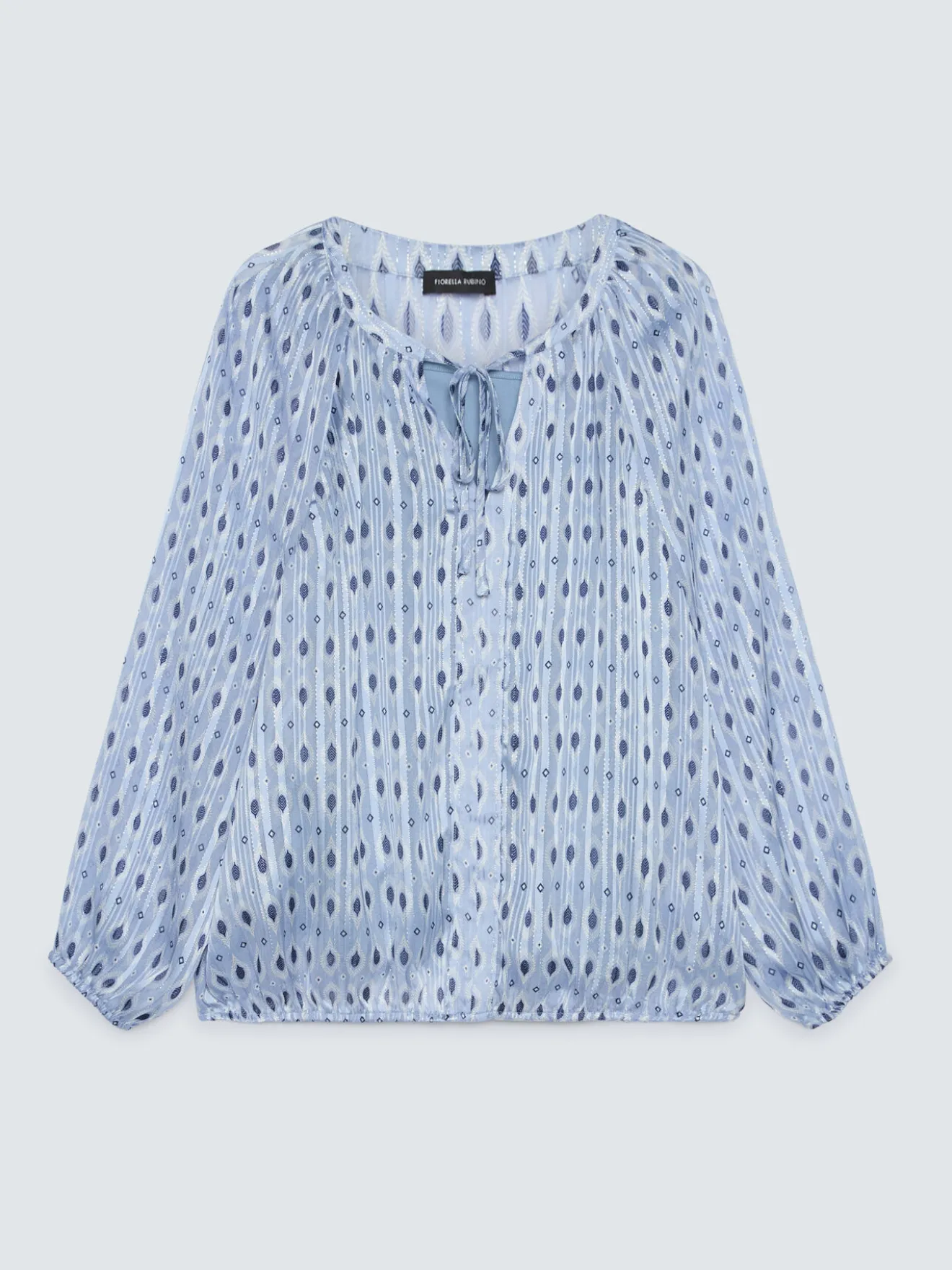 Blusa in tessuto lurex con stampa