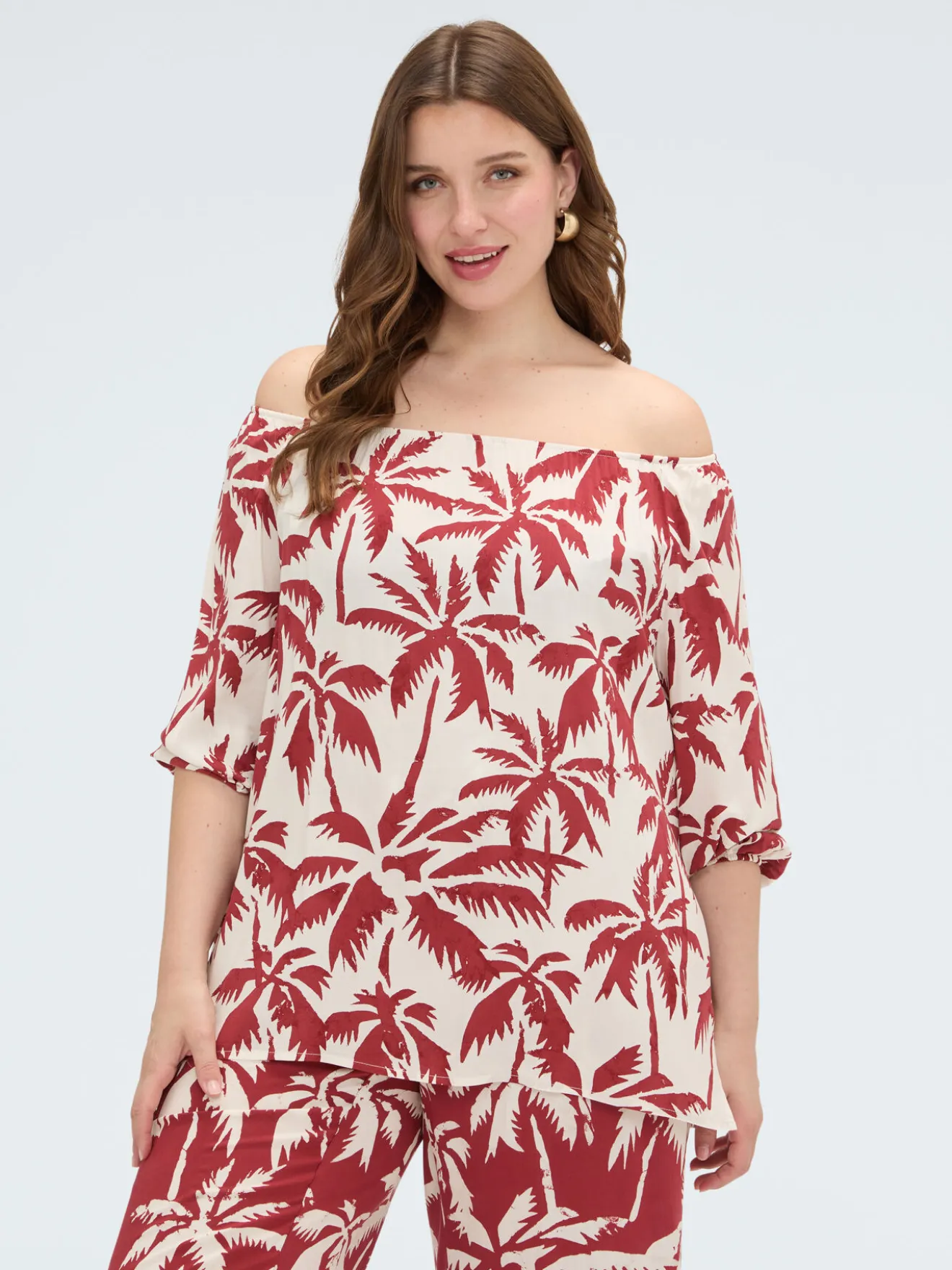 Blusa off-shoulder con stampa