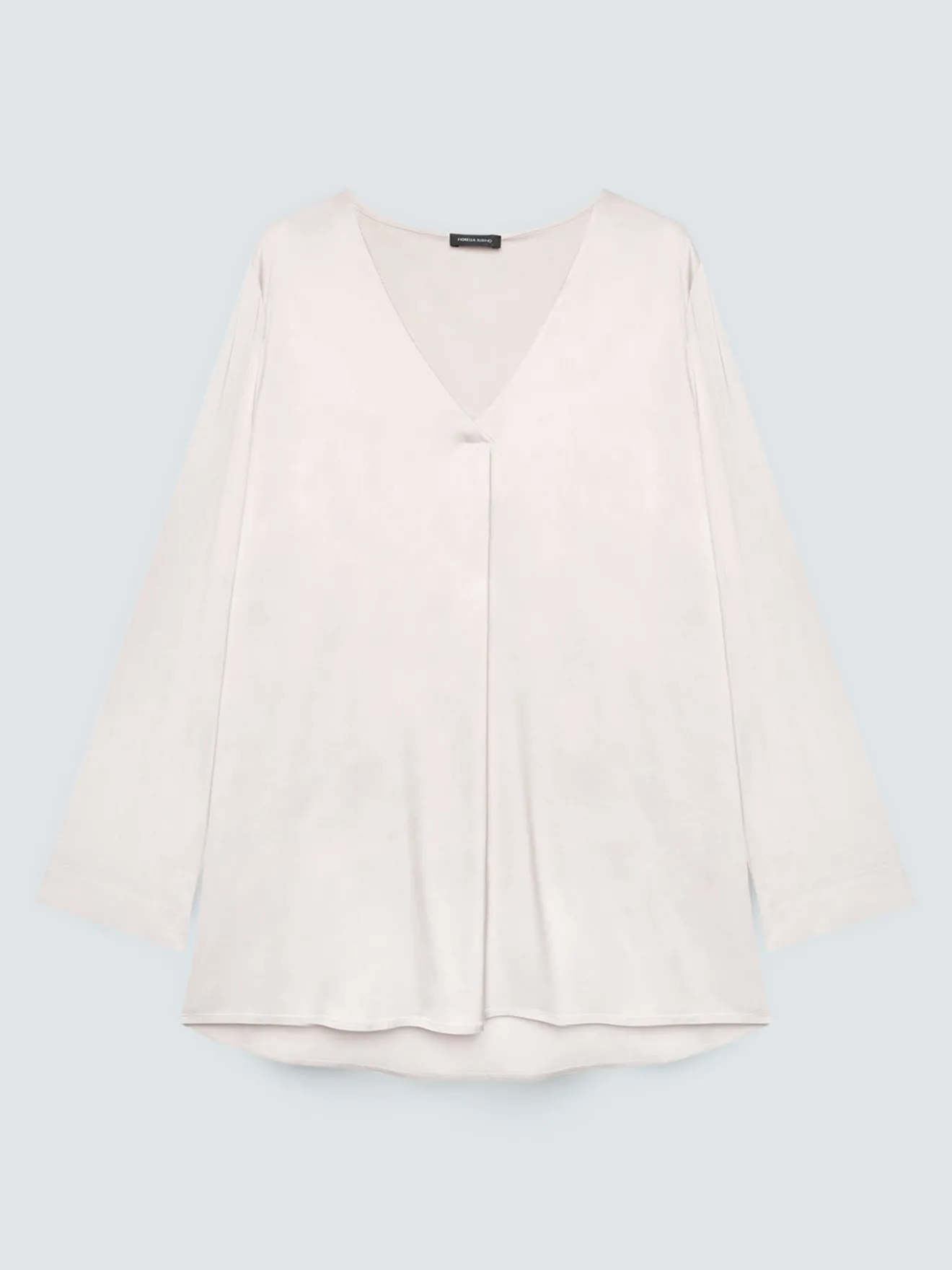 Blusa scollo a V in raso di viscosa