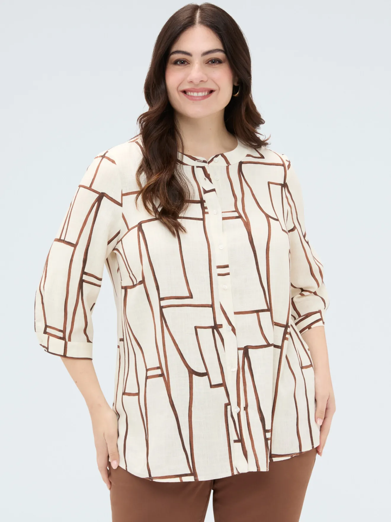 Blusa stampa geometrica in viscosa