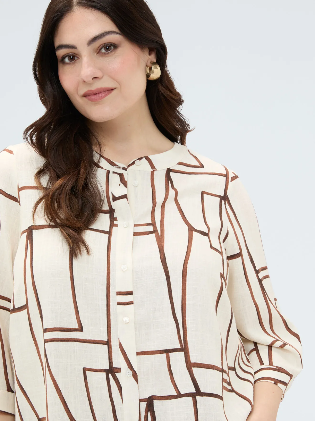 Blusa stampa geometrica in viscosa