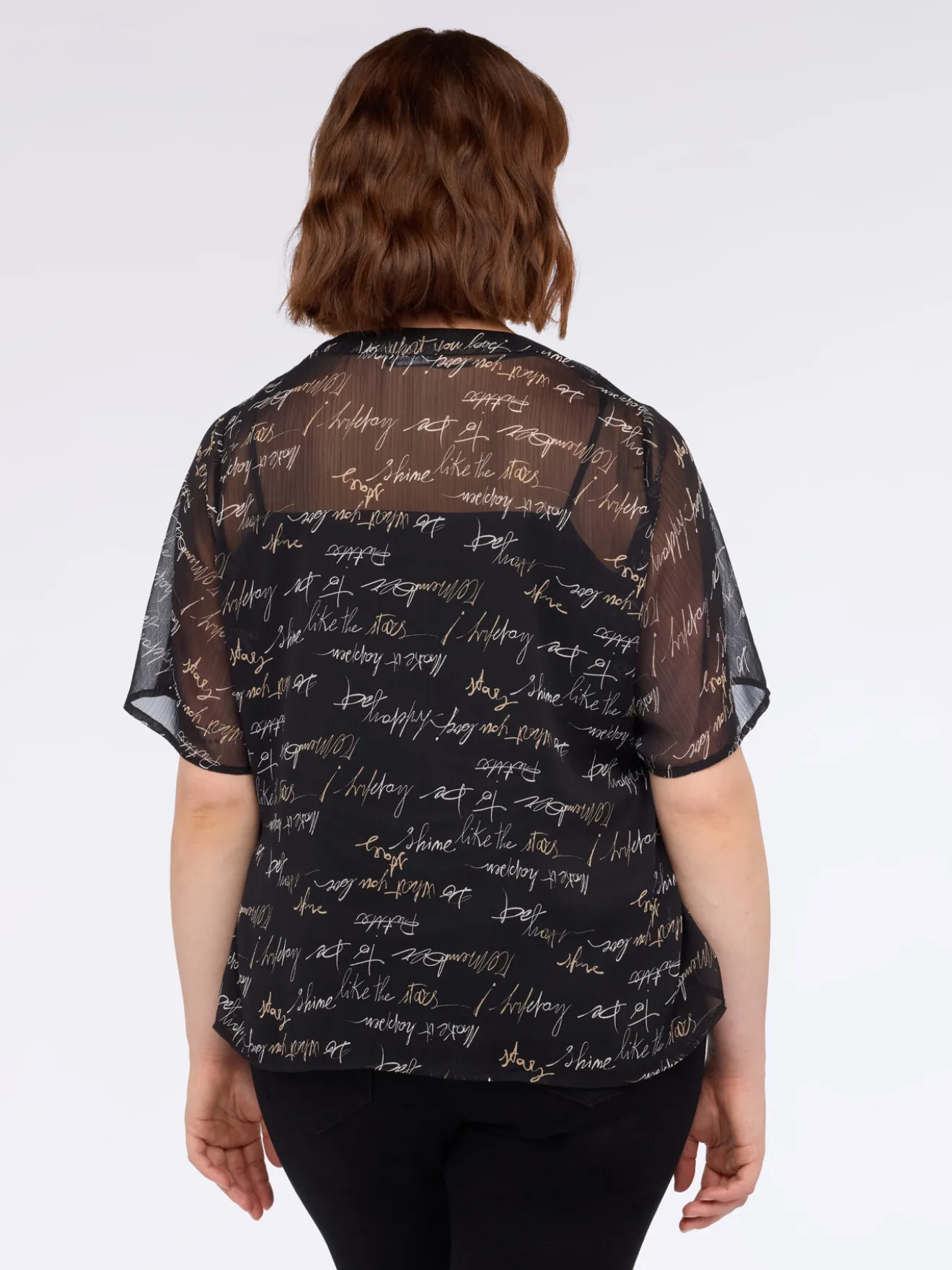 Blusa stampa lettering in creponne