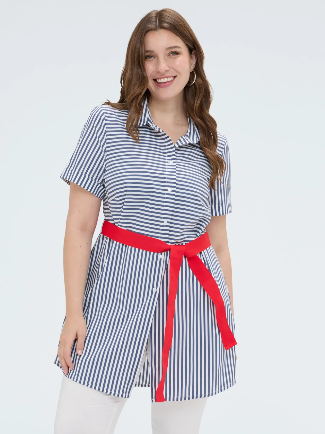 Camicia a righe in misto cotone