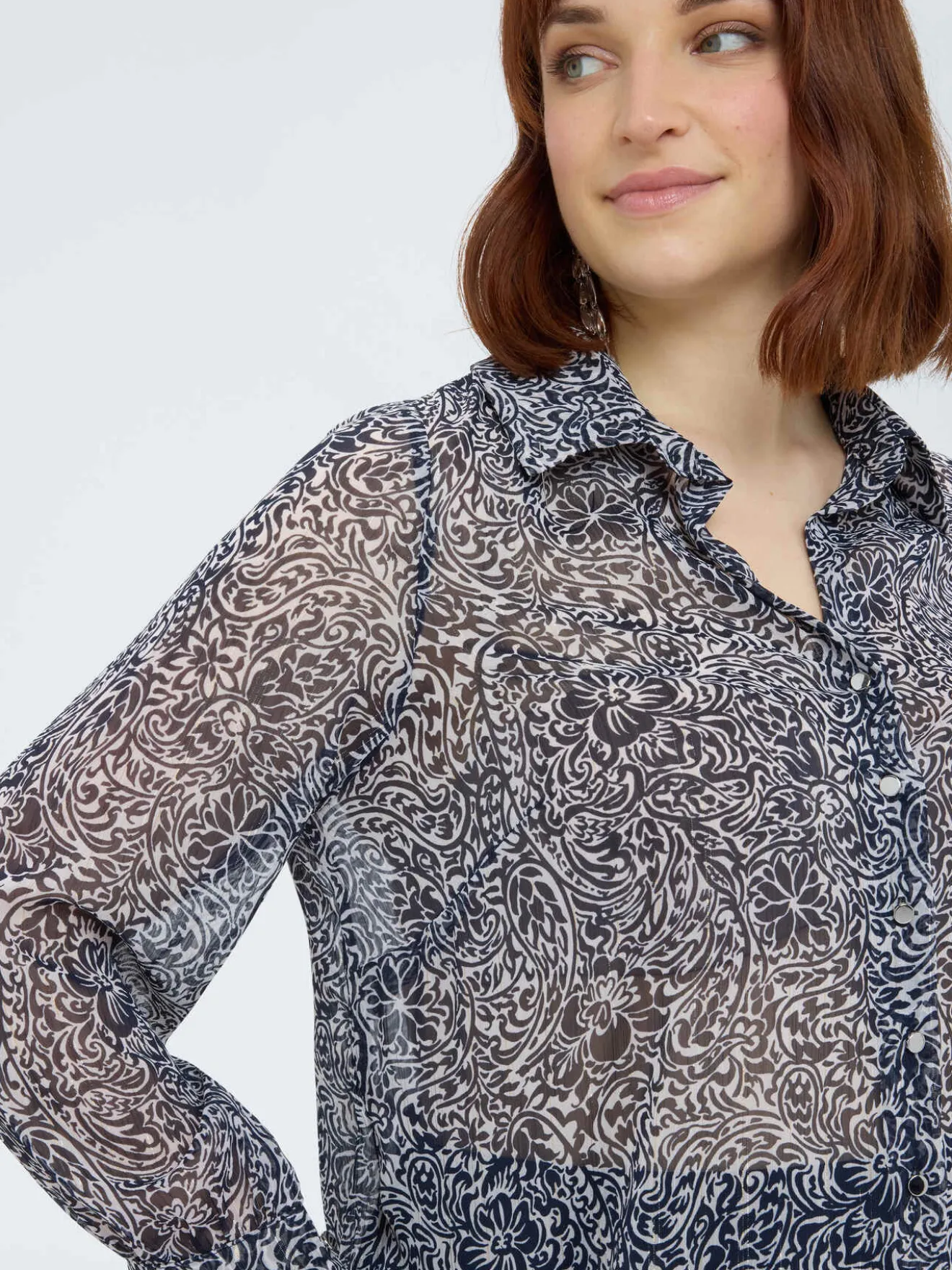 Camicia in creponne con stampa floreale