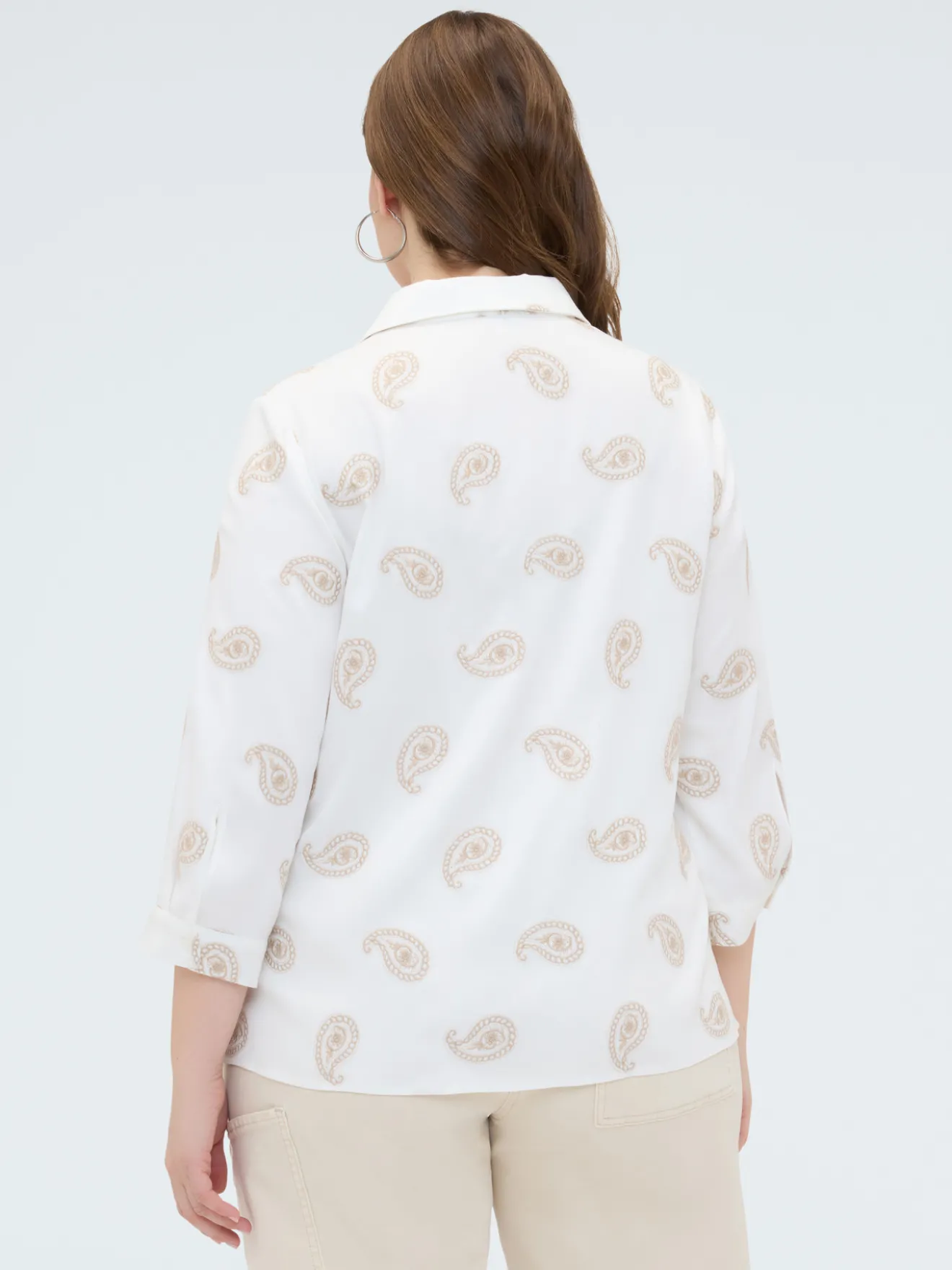 Camicia in viscosa con ricamo paisley