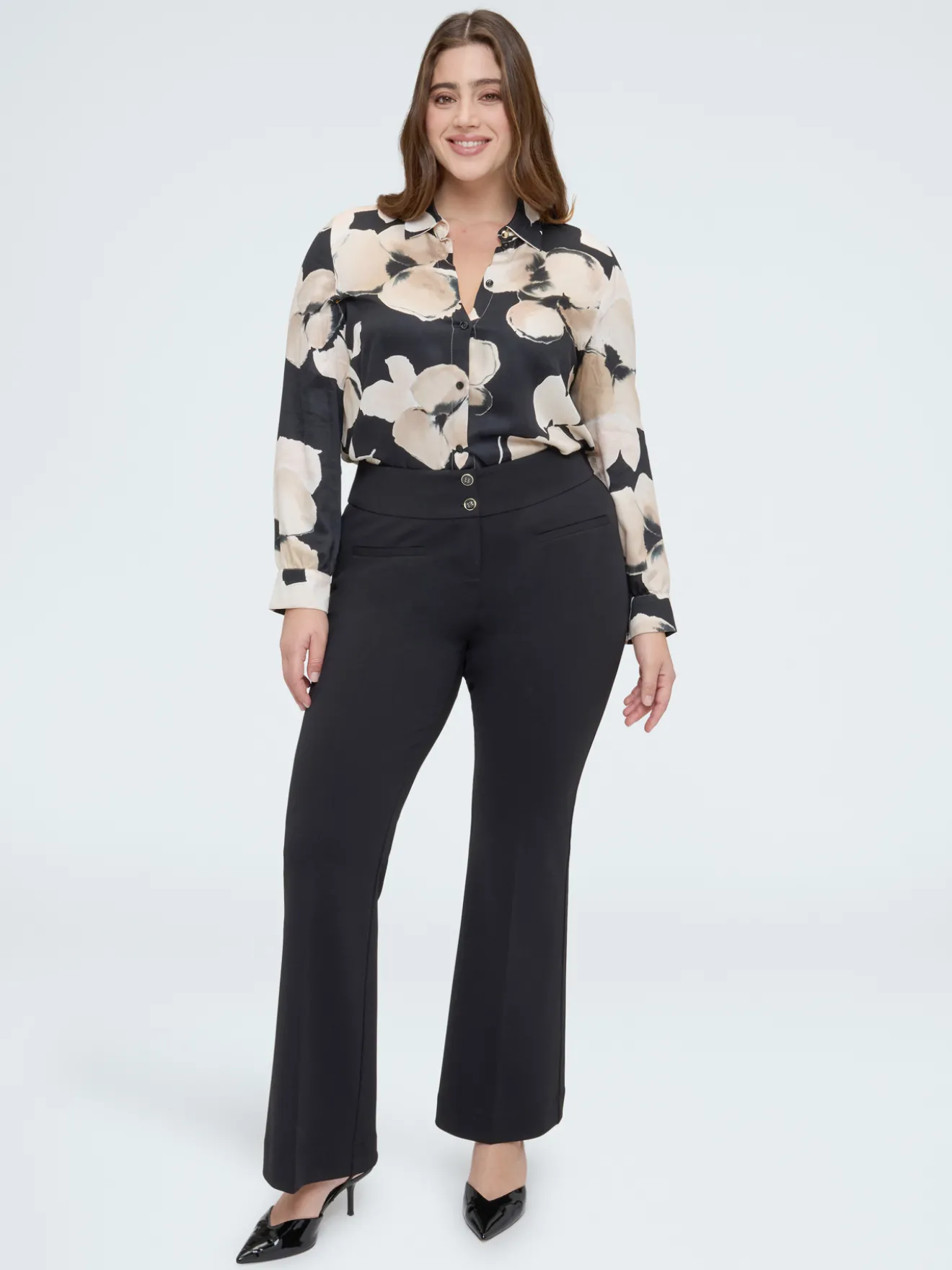 Camicia stampa floreale in raso