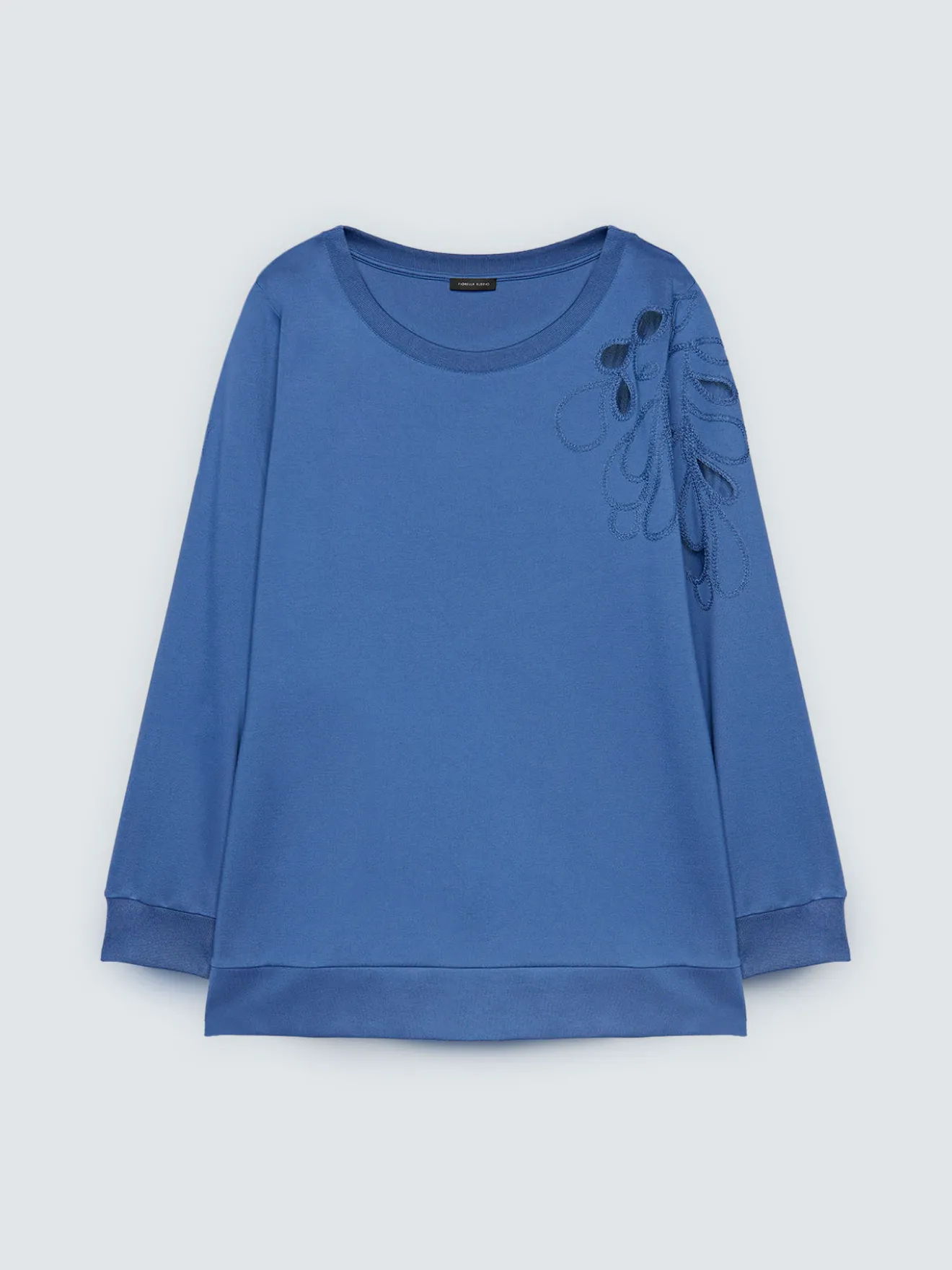Felpa con ricamo floreale e cut out