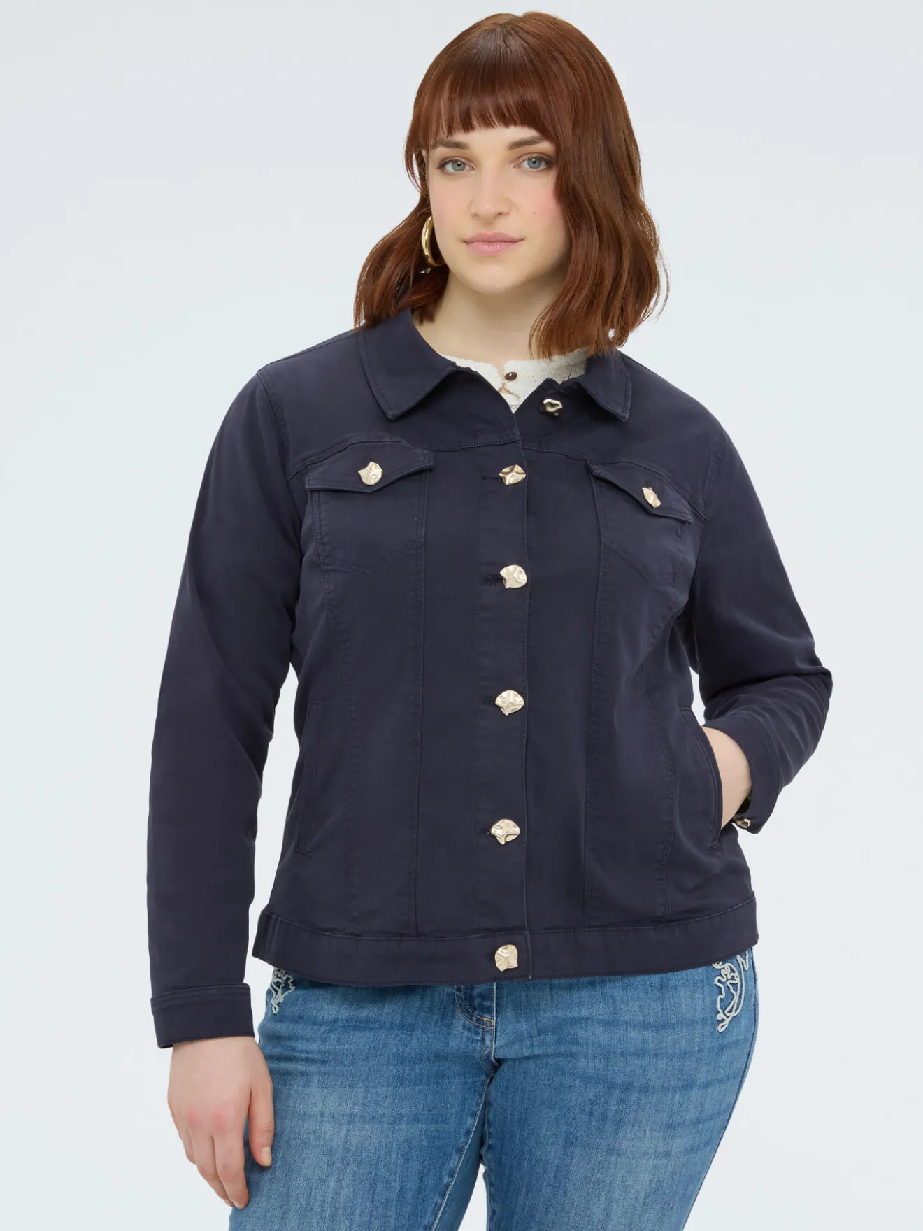 Giacca denim con bottoni decorativi
