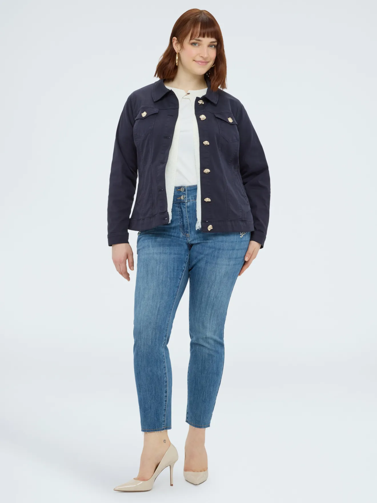 Giacca denim con bottoni decorativi