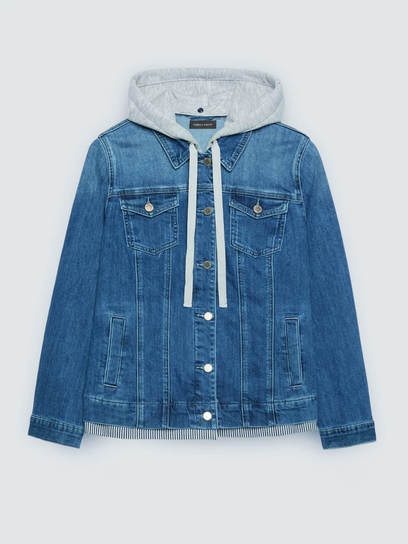 Giacca in denim con cappuccio in felpa staccabile