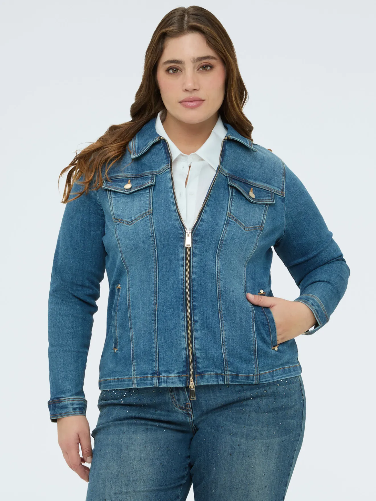 Giacca in denim con zip