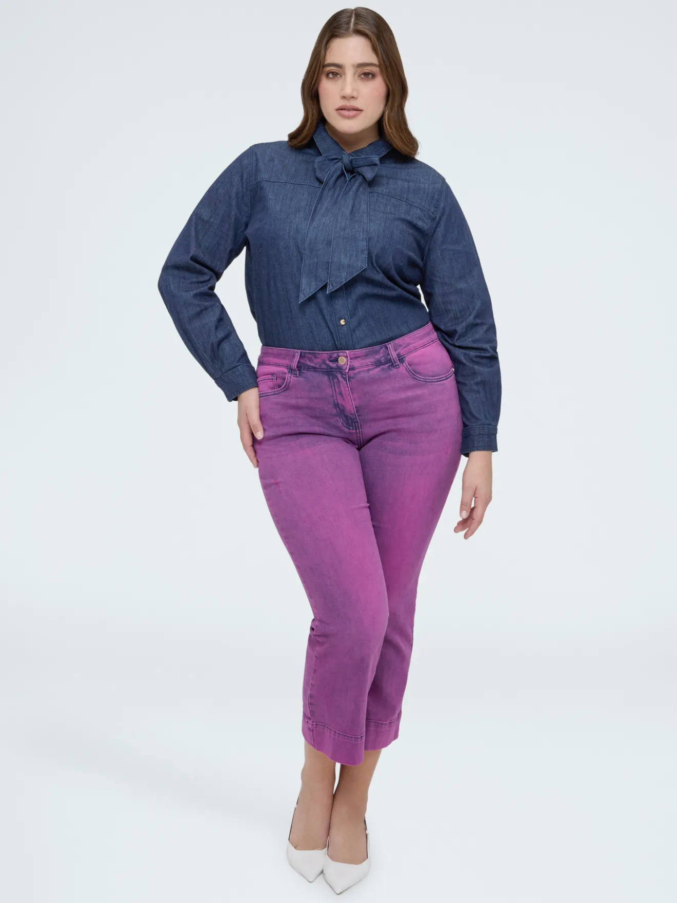 Jeans Kick Flare lavaggio viola délavé