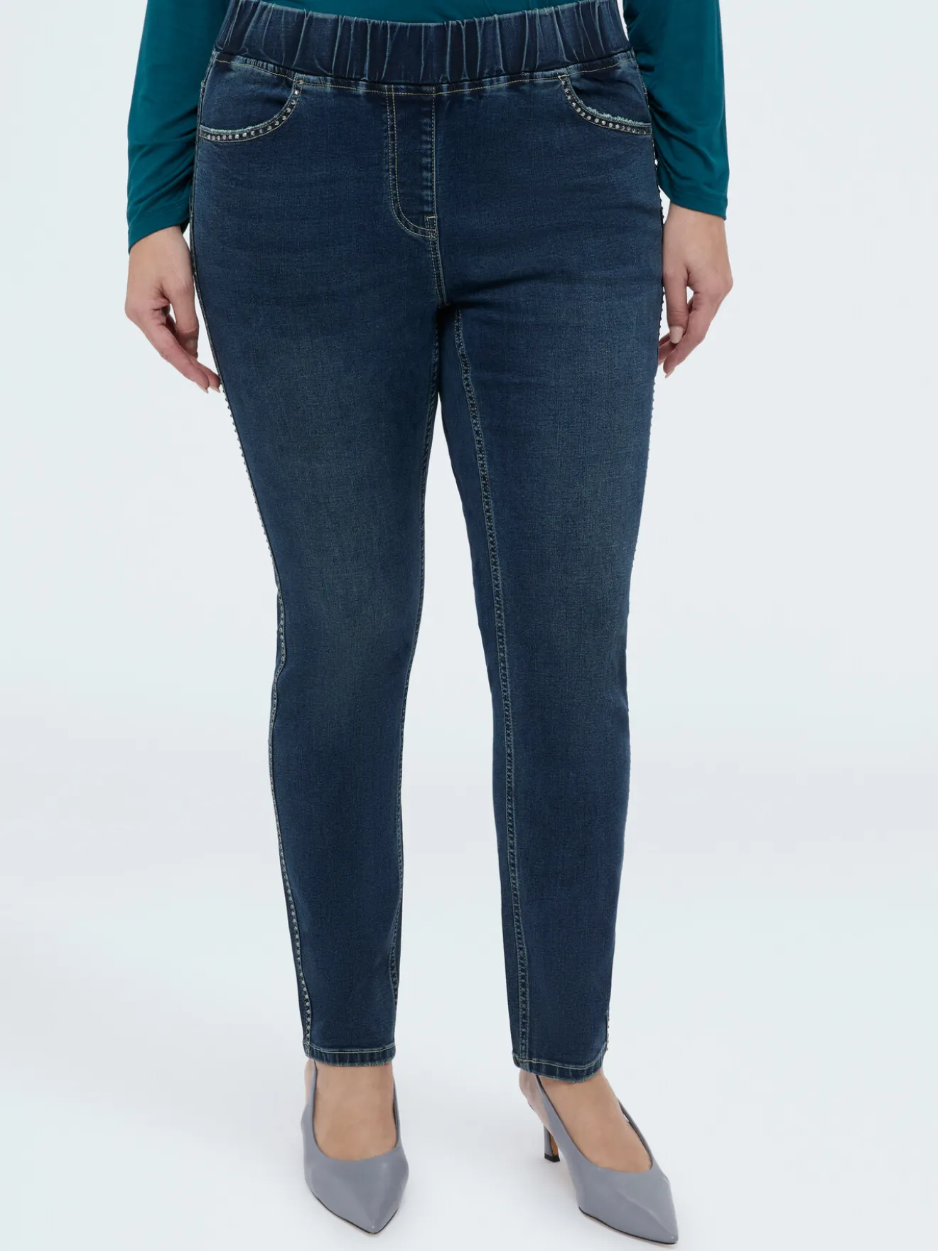 Jeggingseffetto washed con applicazioni