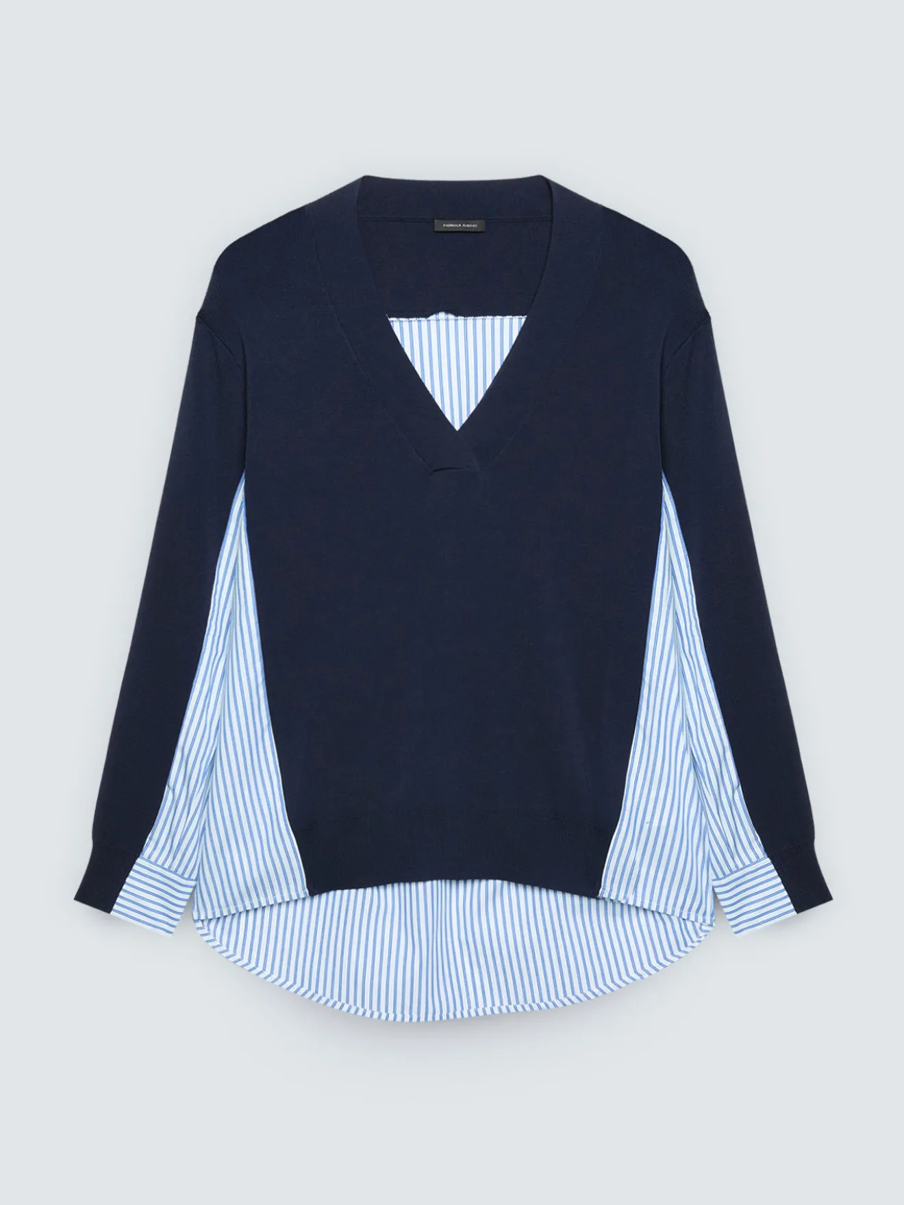 Maglia scollo a V con inserti a righe