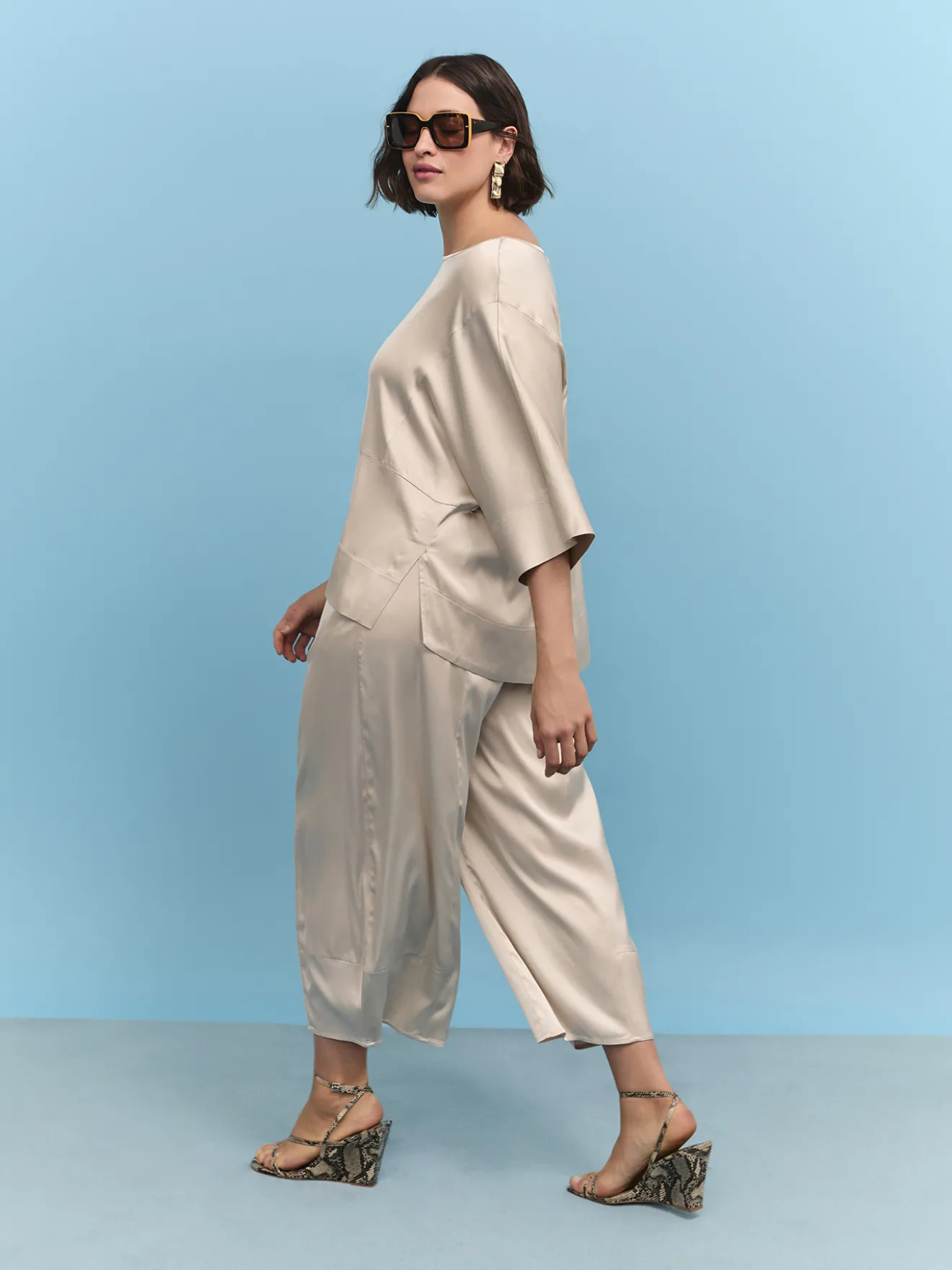 Pantaloni Balloon in raso stretch
