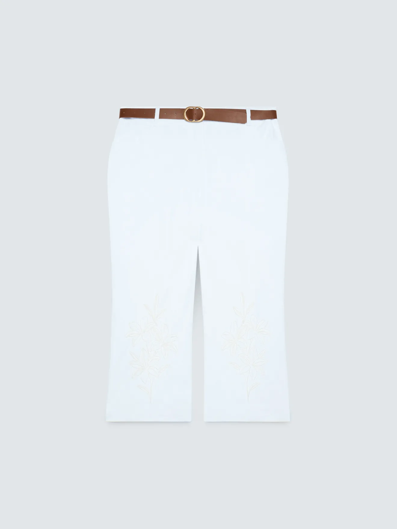 Pantaloni cropped con ricami e cintura