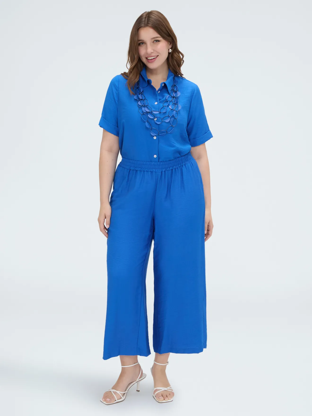Pantaloni cropped in viscosa