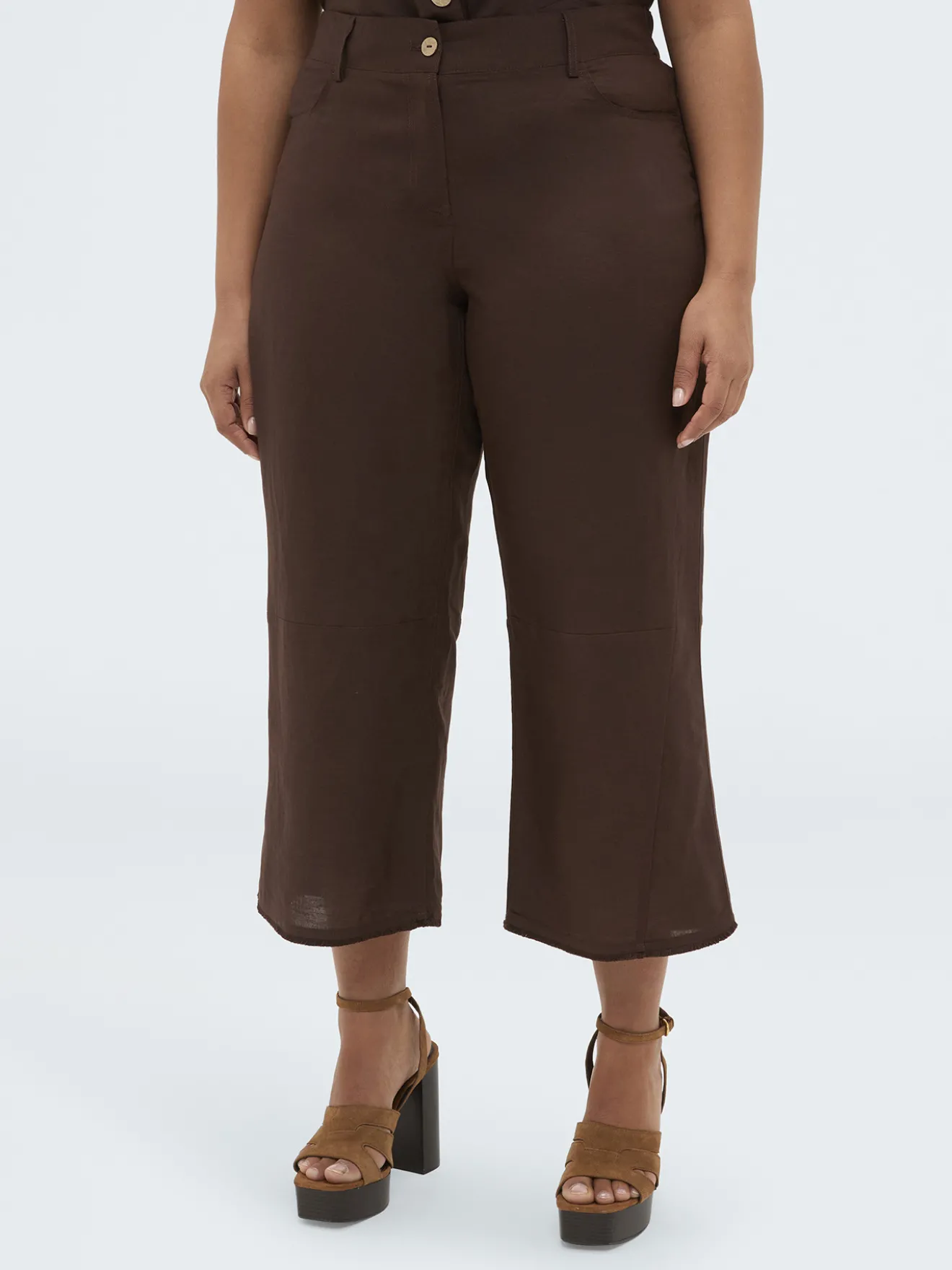 Pantaloni in misto lino e viscosa