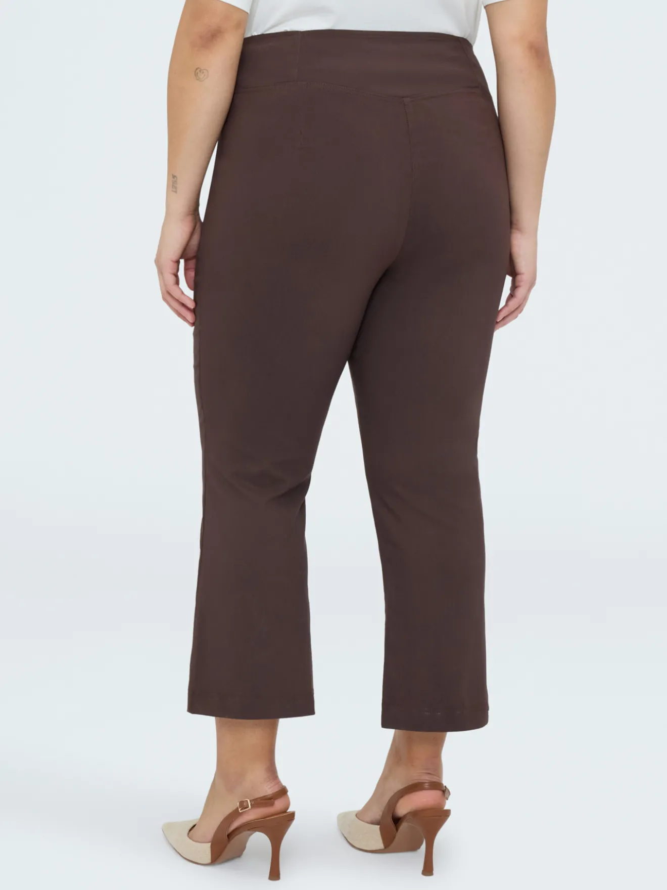 Pantaloni Kick Flare vita elasticizzata asimmetrica