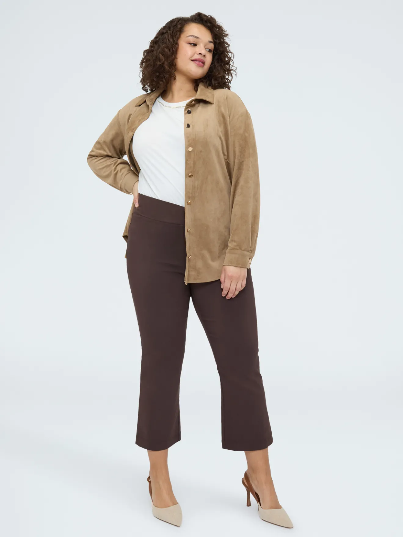 Pantaloni Kick Flare vita elasticizzata asimmetrica