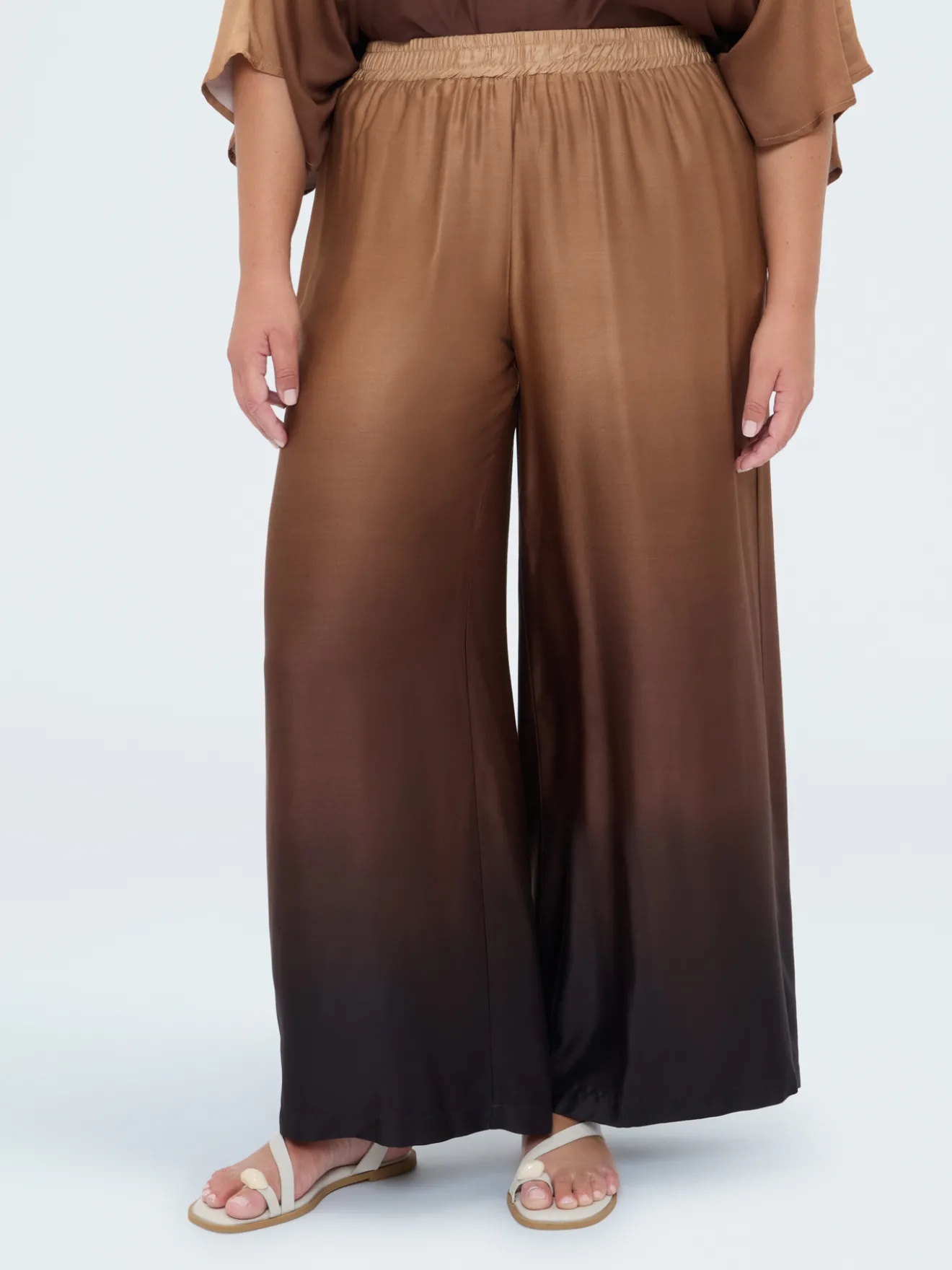Pantaloni palazzo in raso dégradé