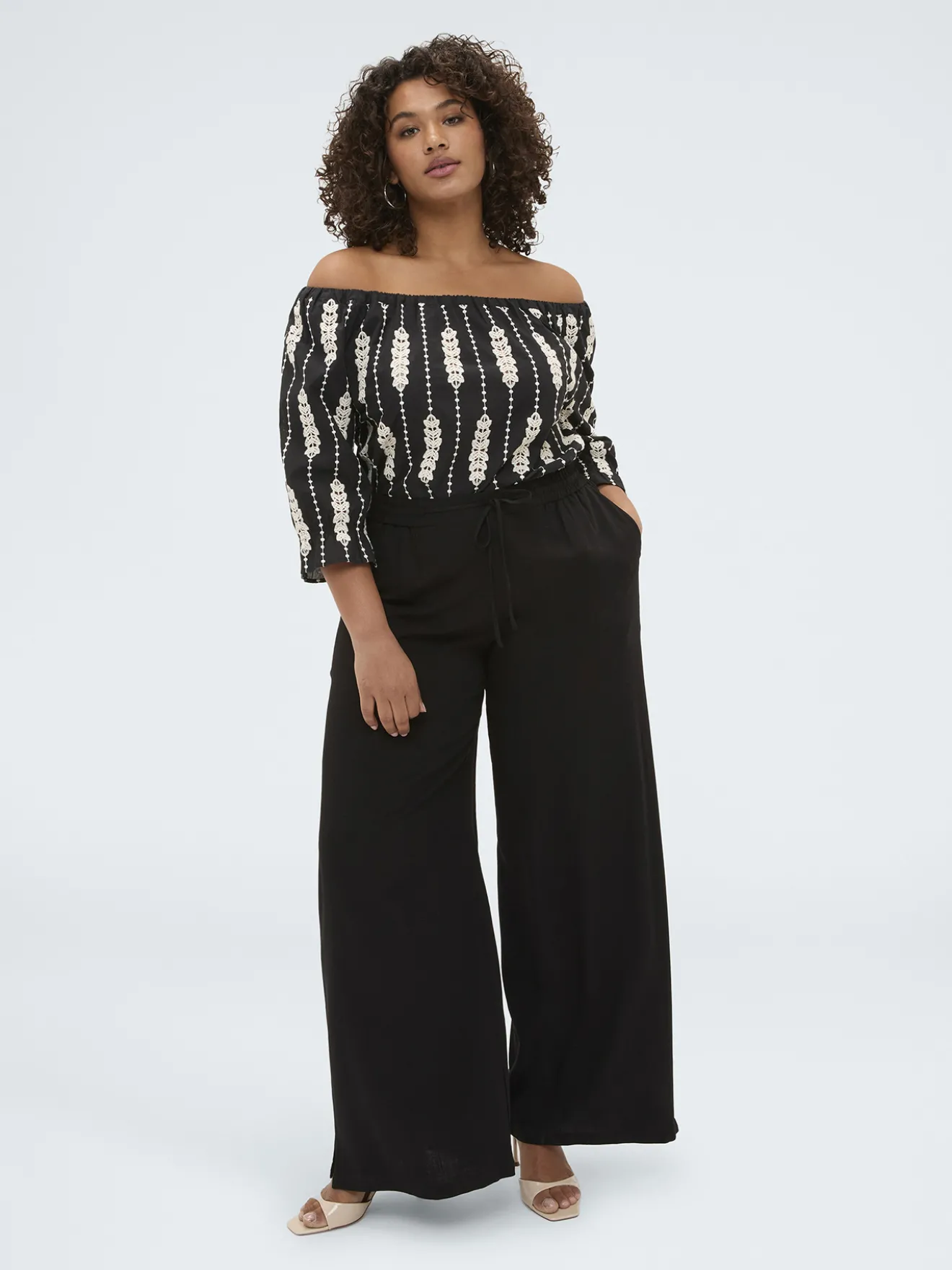 Pantaloni Wide Leg con coulisse in vita