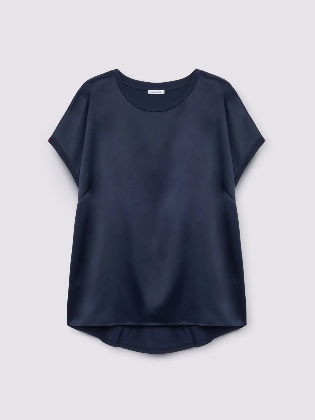 T-shirt bimaterica con scollo tondo