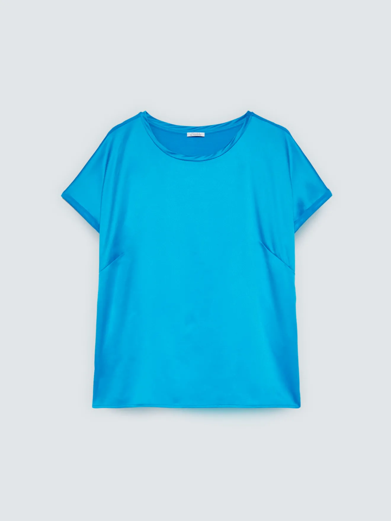 T-shirt bimaterica con scollo tondo