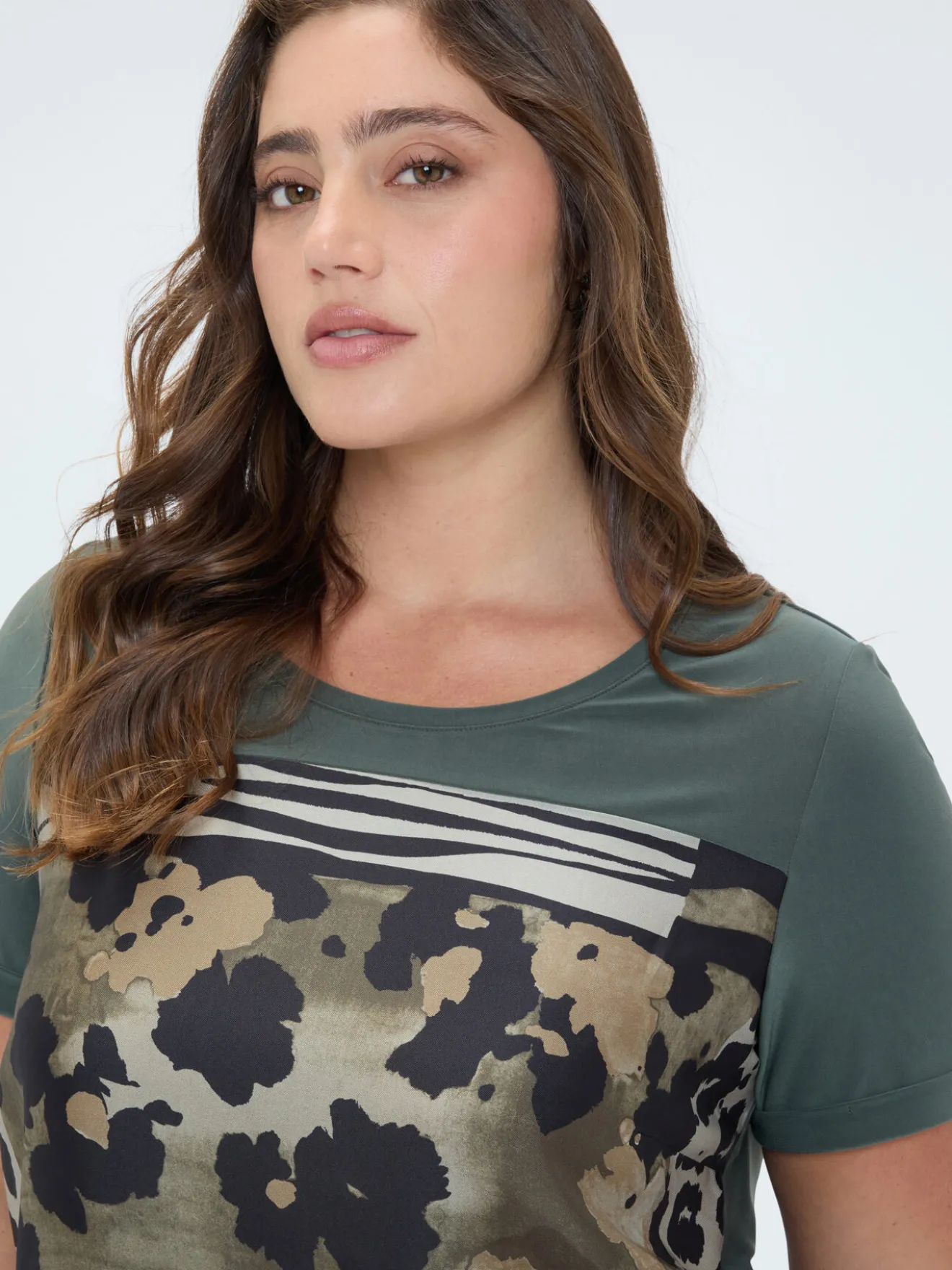 T-shirt bimaterica con stampa