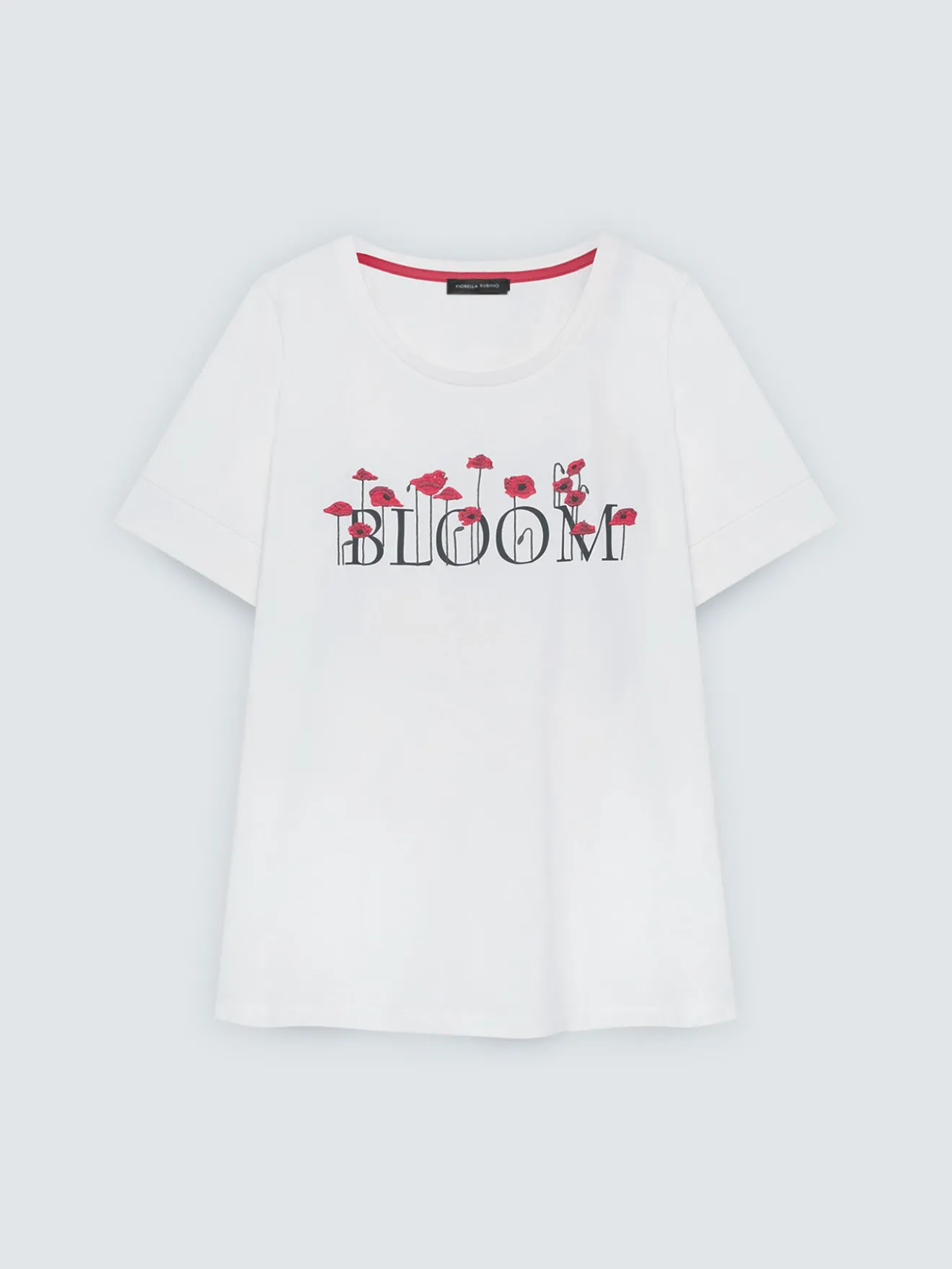 T-shirt in cotone con scritta BLOOM