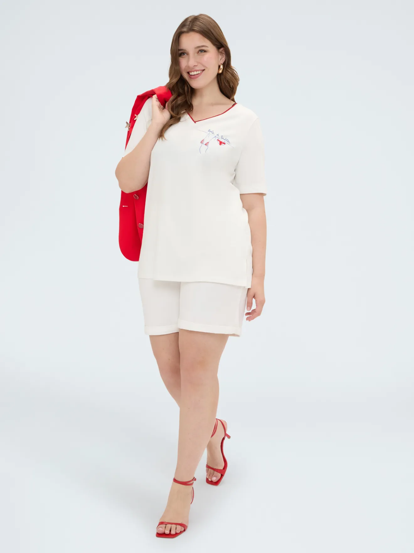 T-shirt in cotone con stampa e lettering