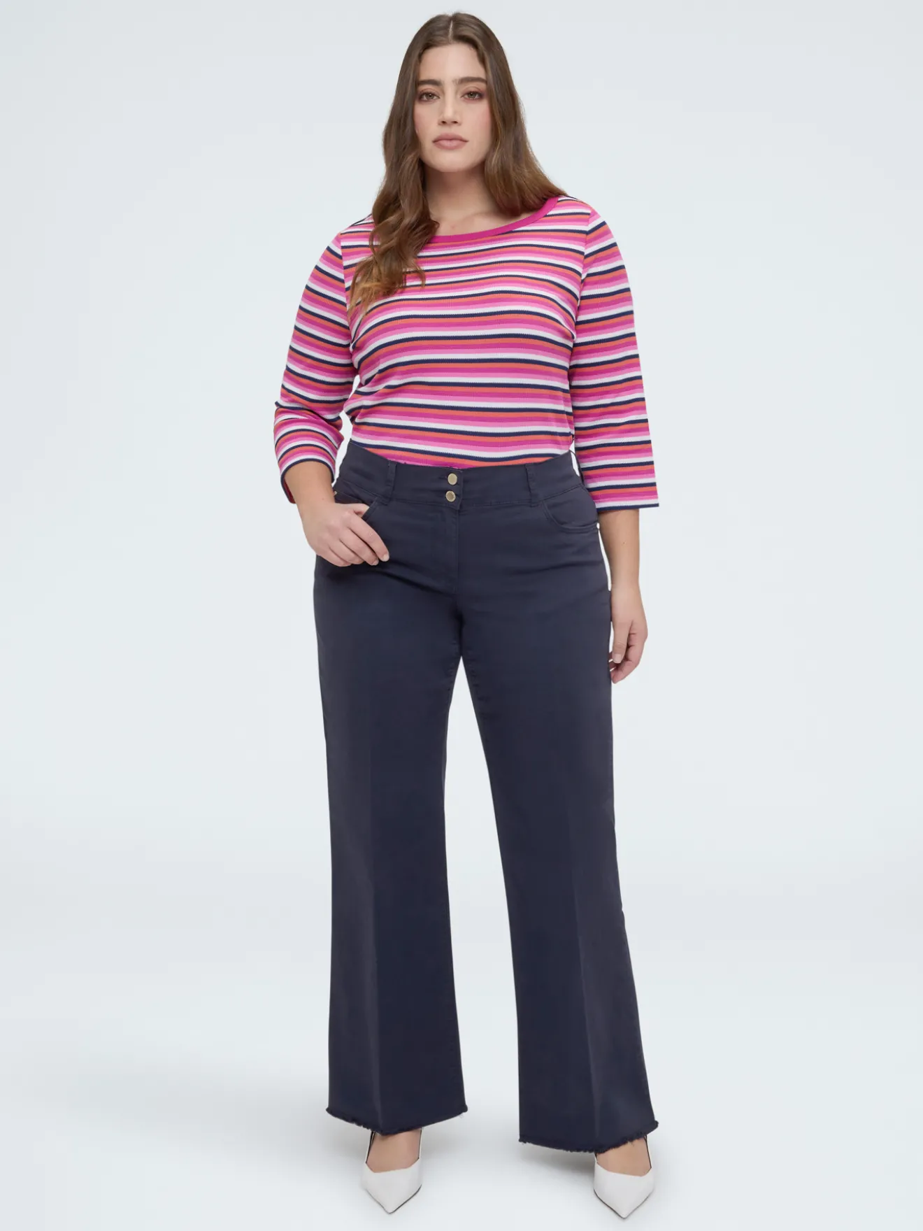 T-shirt in jersey a righe multicolor