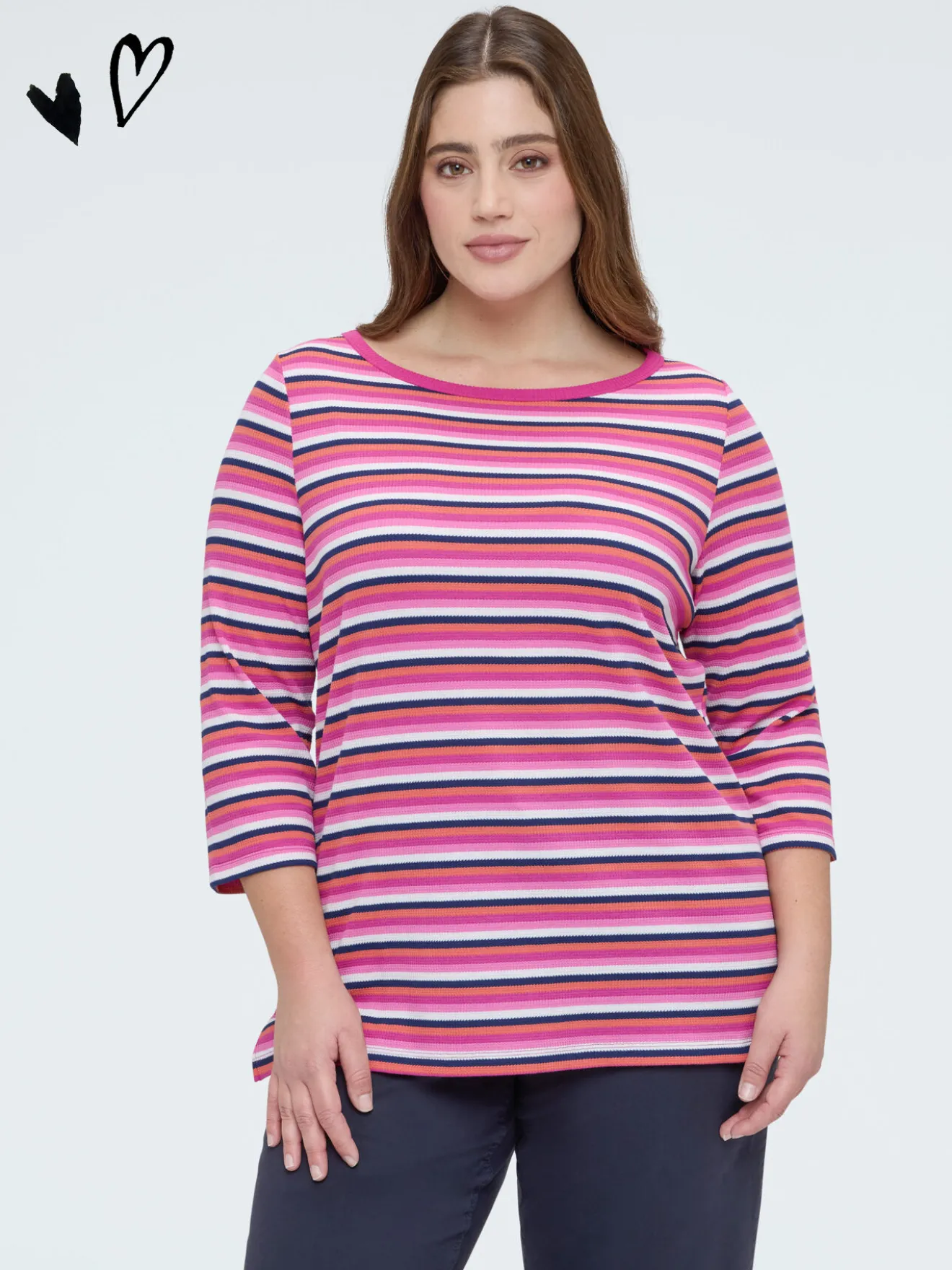 T-shirt in jersey a righe multicolor