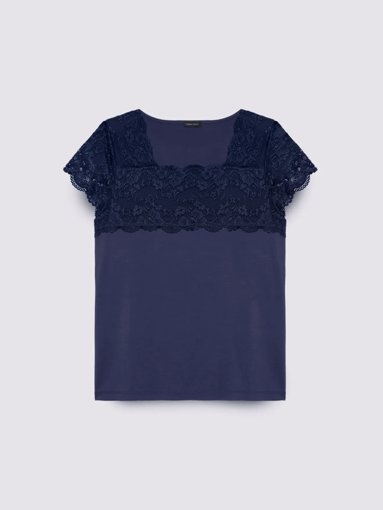 T-shirt in jersey con inserto in pizzo
