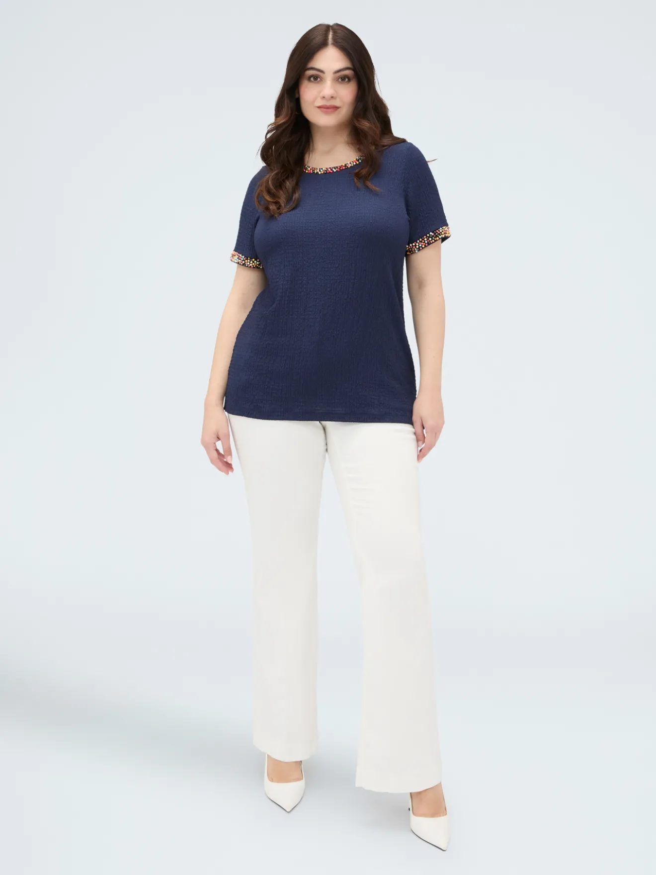T-shirt in jersey con perline