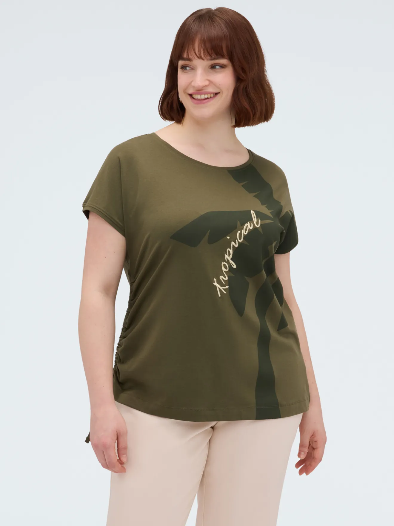 T-shirt in jersey con stampa e ricamo