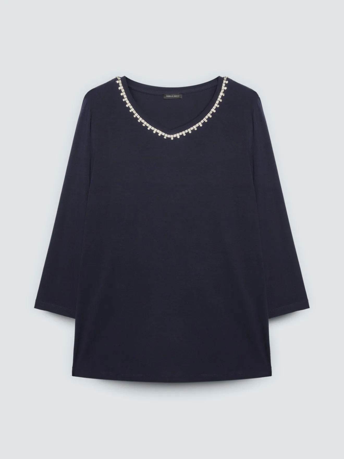 T-shirt in jersey di cotone con crystal