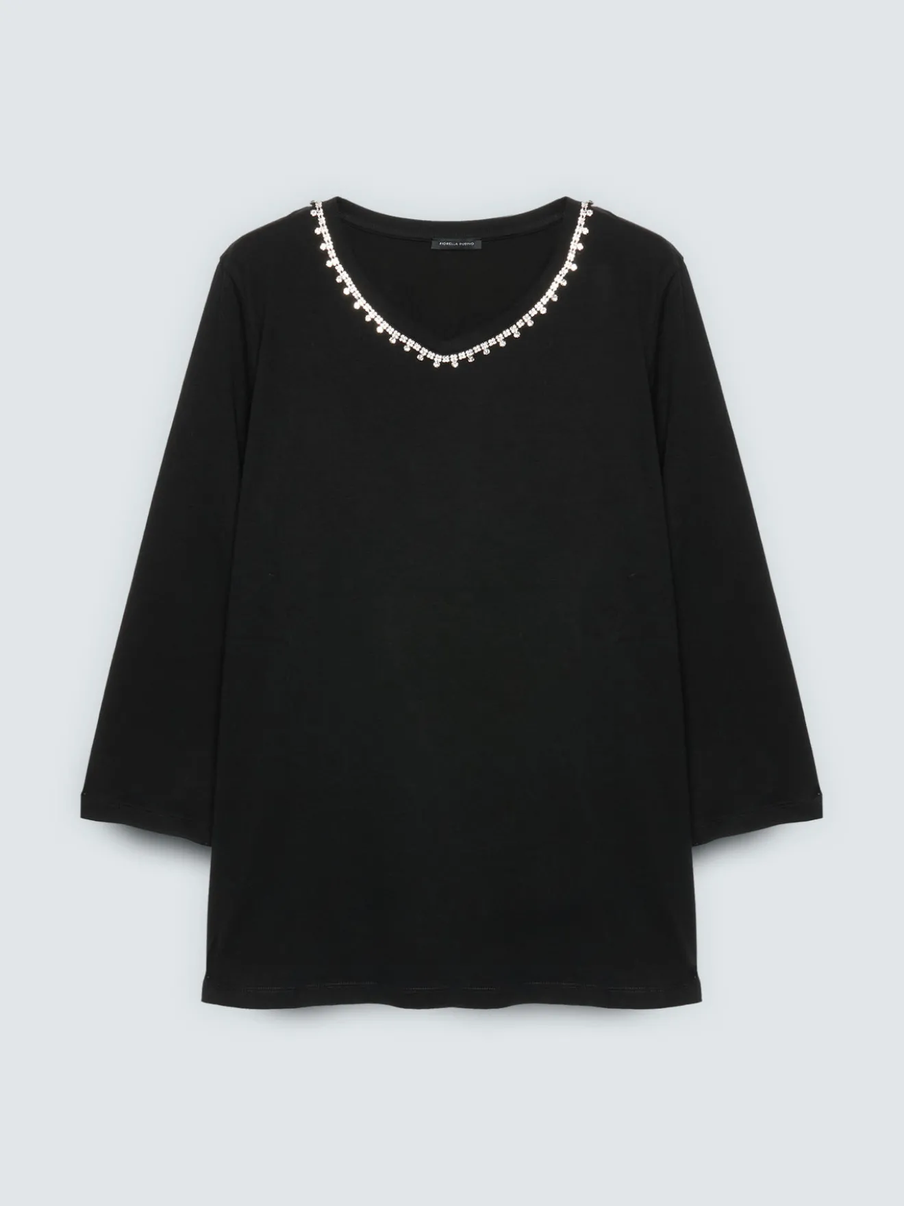 T-shirt in jersey di cotone con crystal